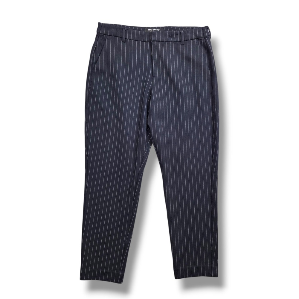 Liverpool Kelsey Knit Trouser Womens 14 Super Stretch Ponte Ankle‎ Black Striped